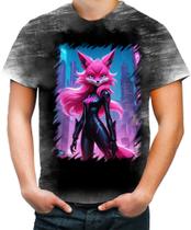 Camiseta Desgaste Raposa Humanóide Vaporwave 2