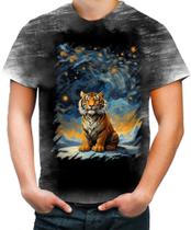 Camiseta Desgaste Tigre Noite Estrelada Van Gogh 2