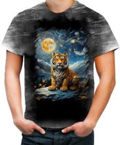 Camiseta Desgaste Tigre Noite Estrelada Van Gogh 6