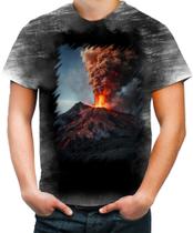 Camiseta Desgaste Vulcão em Erupção Destruição 5