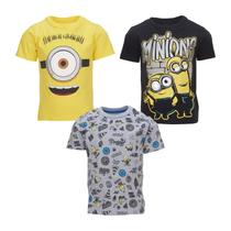 Camiseta Despicable Me Minions para meninos, pacote com 3 unidades