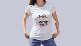 Camiseta Dia das Mães Mãe de Primeira Viagem Camiseta Dia das Mães Mãe de Primeira Viagem