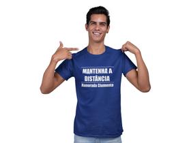 Camiseta Dia dos Namorados Cuidado Namorada Ciumenta Azul Marinho