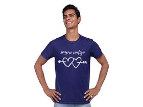 Camiseta Dia dos Namorados Sempre Contigo Azul Marinho