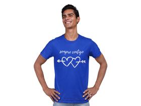 Camiseta Dia dos Namorados Sempre Contigo Azul Royal