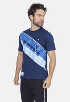 Camiseta Diadora Two Tone Stripe Azul Marinho