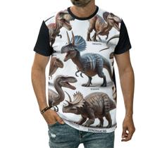 Camiseta Dinossauros Espécies Variadas Carnívoro Herbívoro