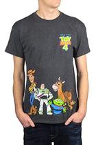 Camiseta Disney Pixar Toy Story 4 Happy Crew Woody Buzz Bo Peep Movie Disneyland World Camiseta gráfica masculina de humor engraçado (mescla carvão, GG)
