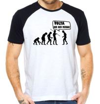 Camiseta divertida evolução humana volta que deu merda