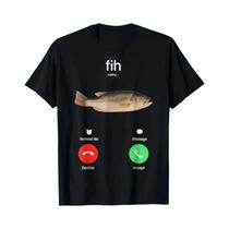 Camiseta Divertida Fishman Phone Call Decline Accept, Roupa Gráfica De Manga Curta