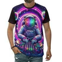 Camiseta Dj Astronauta Som Espacial Arte Colorida Música