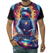 Camiseta Dj Astronauta Som Espacial Arte Colorida Música Top