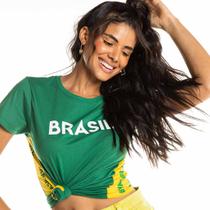 Camiseta do Brasil Blusa Feminina Adulto Verde