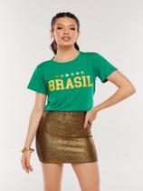 Camiseta Do Brasil Feminina 6 Estrelas Verde