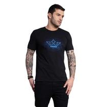 Camiseta docthos preta com a coroa azul masculina algodão