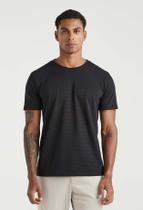 Camiseta Docthos Slim Manga Curta Malha Textura Listrada