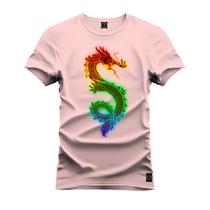 Camiseta Dragon Neon Plus Size Forma Grande Confortável Estampa Digital