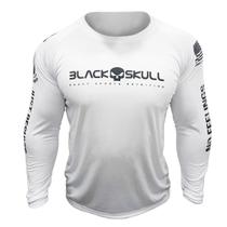Camiseta dry fit black skull manga longa