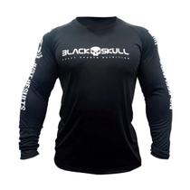 Camiseta dry fit black skull manga longa