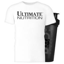 Camiseta dry fit branco p + shaker - ultimate nutrition