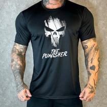 Camiseta Dry Fit Justiceiro Punisher academia musculação peso pesado barra Camiseta Dry Fit Justiceiro Punisher academia musculação peso pesado barra