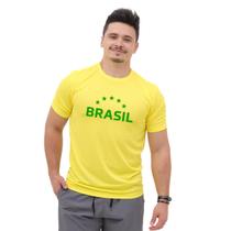 Camiseta Dry Fit Masculina Estampa Escrito Brasil Academia Leve Treino Camiseta Dry Fit Masculina Estampa Escrito Brasil Academia Leve Treino