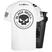 Camiseta dry fit padrao branco exg + shaker - black skull