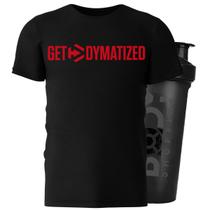 Camiseta dry fit preto p + shaker - dymatize