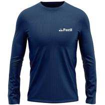 Camiseta Dry Fit proteçao Uv 50 Azul Marinho Manga Longa Fuzil