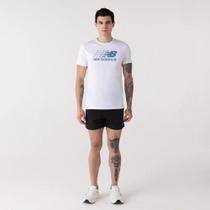 Camiseta Dry M/C New Balance Multi Color Performance - masculino - branco e azul