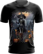 Camiseta Dryfit Bruxa Caveira Halloween 8