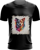 Camiseta Dryfit Cachorro Ilustrado Cromático Abstrato 2