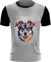 Camiseta Dryfit Cachorro Ilustrado Cromático Abstrato 3