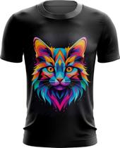 Camiseta Dryfit de Gatinho Colorido Neon Vetor 11