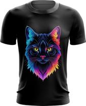 Camiseta Dryfit de Gatinho Colorido Neon Vetor 12