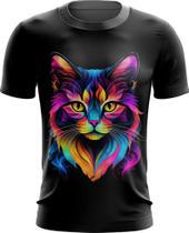 Camiseta Dryfit de Gatinho Colorido Neon Vetor 2