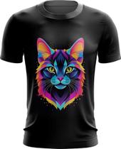 Camiseta Dryfit de Gatinho Colorido Neon Vetor 3 Camiseta Dryfit de Gatinho Colorido Neon Vetor 3