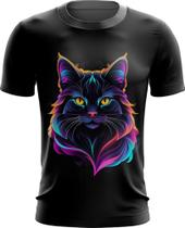 Camiseta Dryfit de Gatinho Colorido Neon Vetor 4