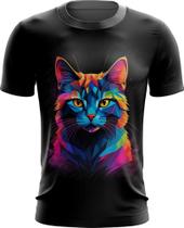 Camiseta Dryfit de Gatinho Colorido Neon Vetor 5