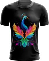 Camiseta Dryfit de Pavão Colorido Neon Vetor 8