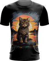 Camiseta Dryfit Gatinho no Pôrdo Sol Sunset 21