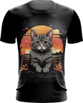 Camiseta Dryfit Gatinho no Pôrdo Sol Sunset 3