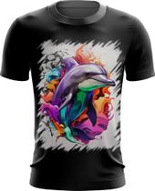 Camiseta Dryfit Golfinho Inteligência Arte Pintura 8