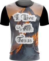 Camiseta Dryfit I live With Jesus Bíblia Gospel 1