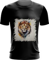 Camiseta Dryfit Leão Ilustrado Cromático Abstrato Rei 1