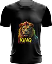 Camiseta Dryfit Leão Ilustrado Cromático Abstrato Rei 3