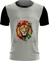 Camiseta Dryfit Leão Ilustrado Cromático Abstrato Rei 6