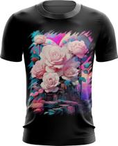 Camiseta Dryfit Mulher de Rosas Paixão 21