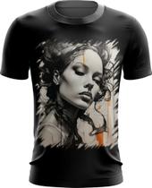 Camiseta Dryfit Pintura a Carvão Mulher Arte Esfumaçada 11