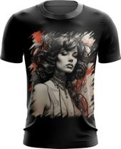 Camiseta Dryfit Pintura a Carvão Mulher Arte Esfumaçada 2